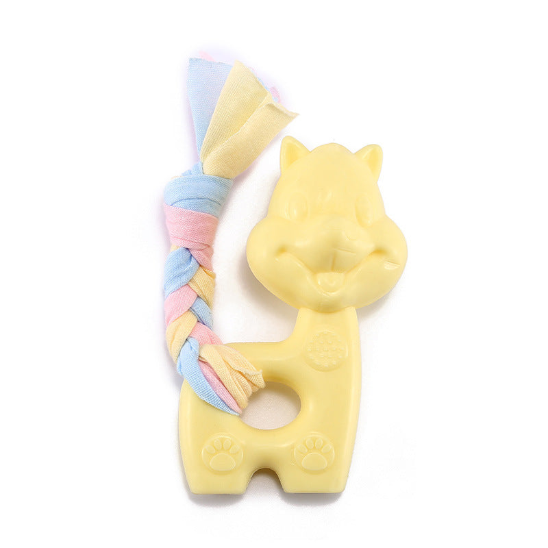 Spielzeug für den Hund, lustigem Cartoon-Eichhörnchenform mit gewebten Stoffstreifen, Kauspielzeug für Hunde , Drei Farben