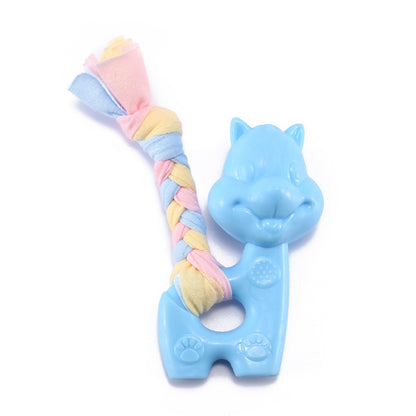 Spielzeug für den Hund, lustigem Cartoon-Eichhörnchenform mit gewebten Stoffstreifen, Kauspielzeug für Hunde , Drei Farben