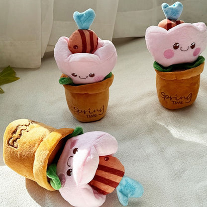 Hunde Intelligenzspielzeug, Interaktives Futterspielzeug mit Blumentopfs-Design für Geduld und Konzentration, Kuscheliges Spielzeug mit klingendem Glöckchen