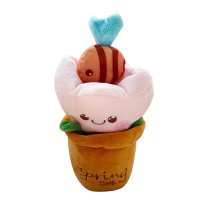 Hunde Intelligenzspielzeug, Interaktives Futterspielzeug mit Blumentopfs-Design für Geduld und Konzentration, Kuscheliges Spielzeug mit klingendem Glöckchen