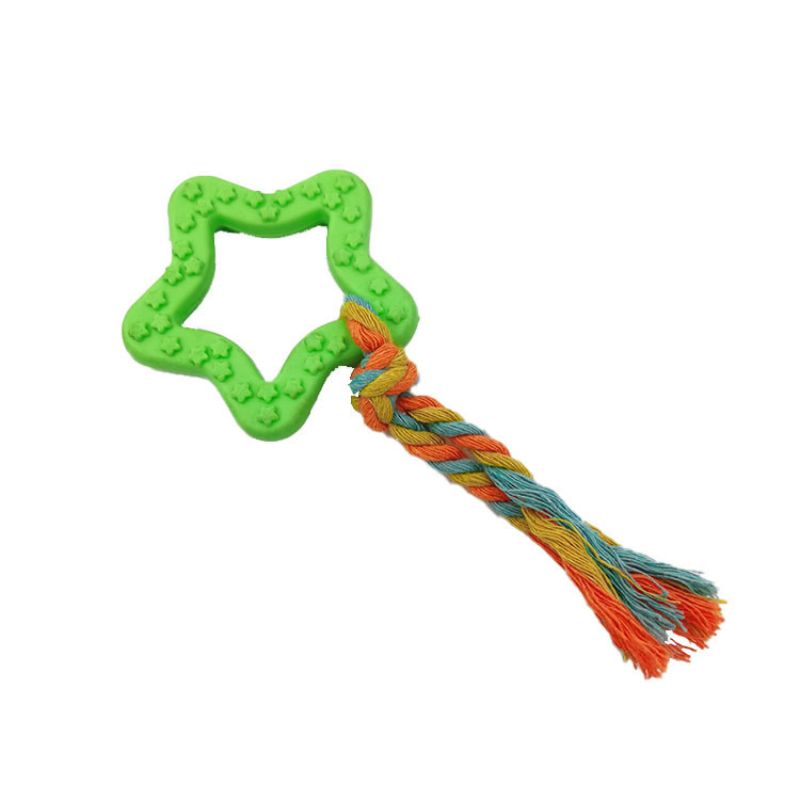 Hundespielzeug Unkaputtbar, Robustes Kauspielzeug im Sternform mit buntem Seil, Vielseitiges Hundespielzeug als Ziehtau für Große und Kleine Hunde