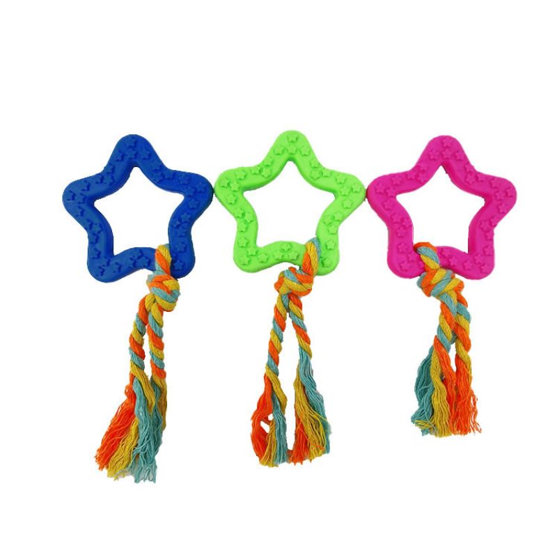 Hundespielzeug Unkaputtbar, Robustes Kauspielzeug im Sternform mit buntem Seil, Vielseitiges Hundespielzeug als Ziehtau für Große und Kleine Hunde