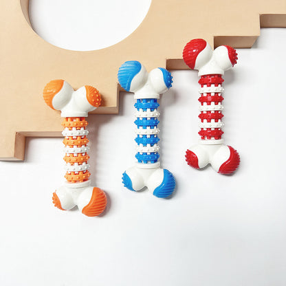 Kauknochen Hund, TPR ZahnradKauknochen, Kauartikel für Zahngesundheit, Durable für Kleine und Große Hunde, Drei Farben