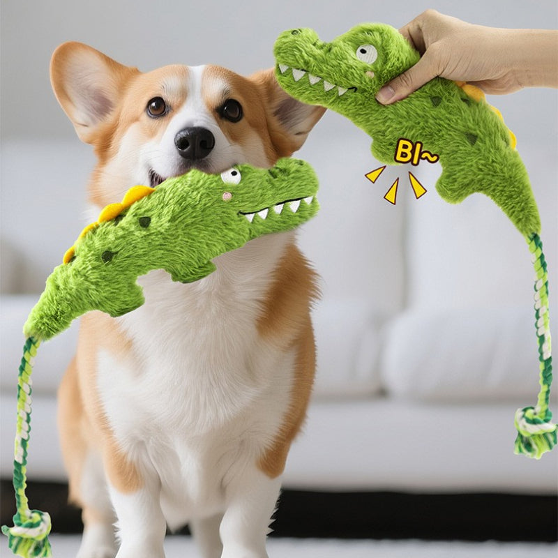Kuscheltier für den Hund, Kauspielzeug für Hunde in vier Tier Varianten mit BB-Geräusch & Baumwollseil, interaktives, zahnpflege