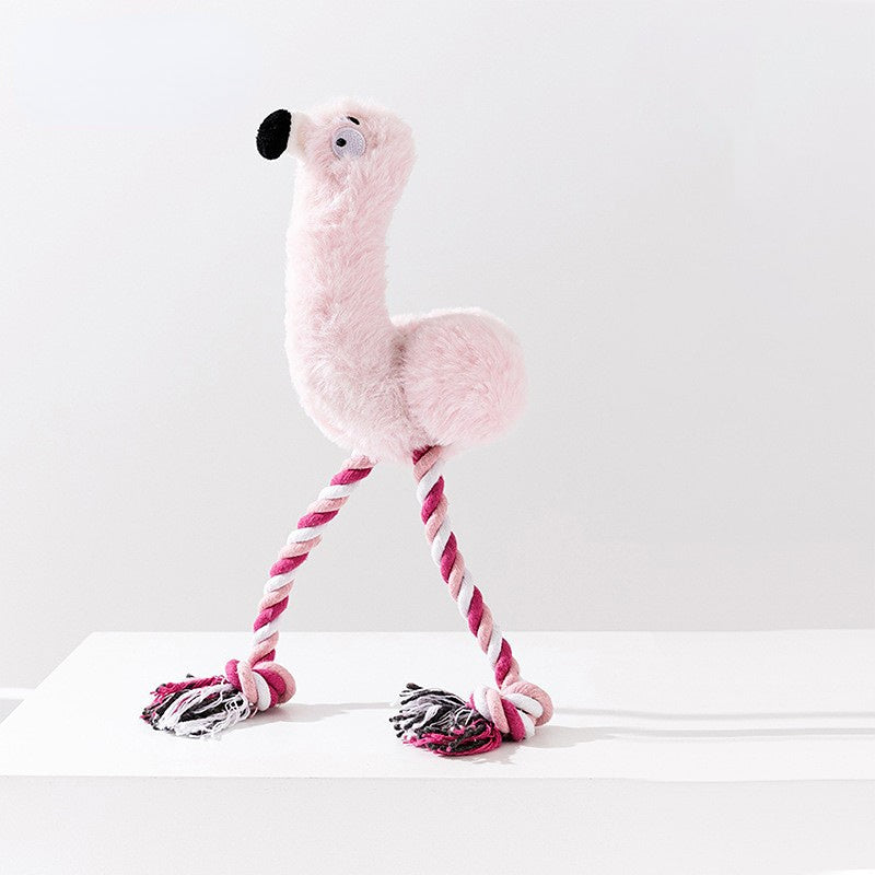 Kuscheltier für den Hund, Kauspielzeug für Hunde in vier Tier Varianten mit BB-Geräusch & Baumwollseil, interaktives, zahnpflege