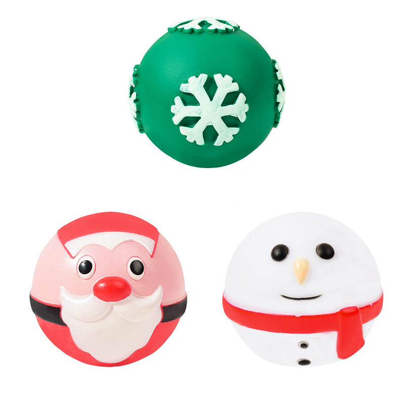 Hundespielzeug, 8,5 cm Weihnachtsserie Hundeball, 3er Set mit Quietschern, Geruchlos, Ideal für kleine & mittelgroße Hunde