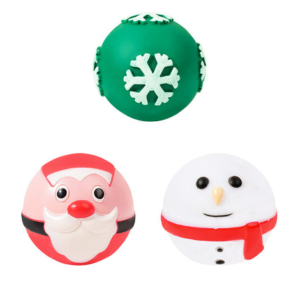 Hundespielzeug, 8,5 cm Weihnachtsserie Hundeball, 3er Set mit Quietschern, Geruchlos, Ideal für kleine & mittelgroße Hunde