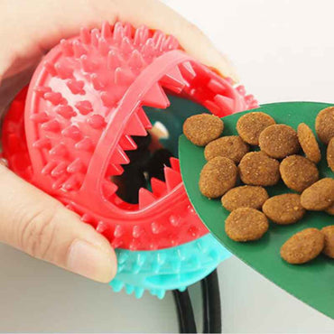 Kauspielzeug für Hunde, Kugel-Zahnpflegespielzeug mit Noppen, Intelligenzspielzeug mit Snack-Auswurf für Futter