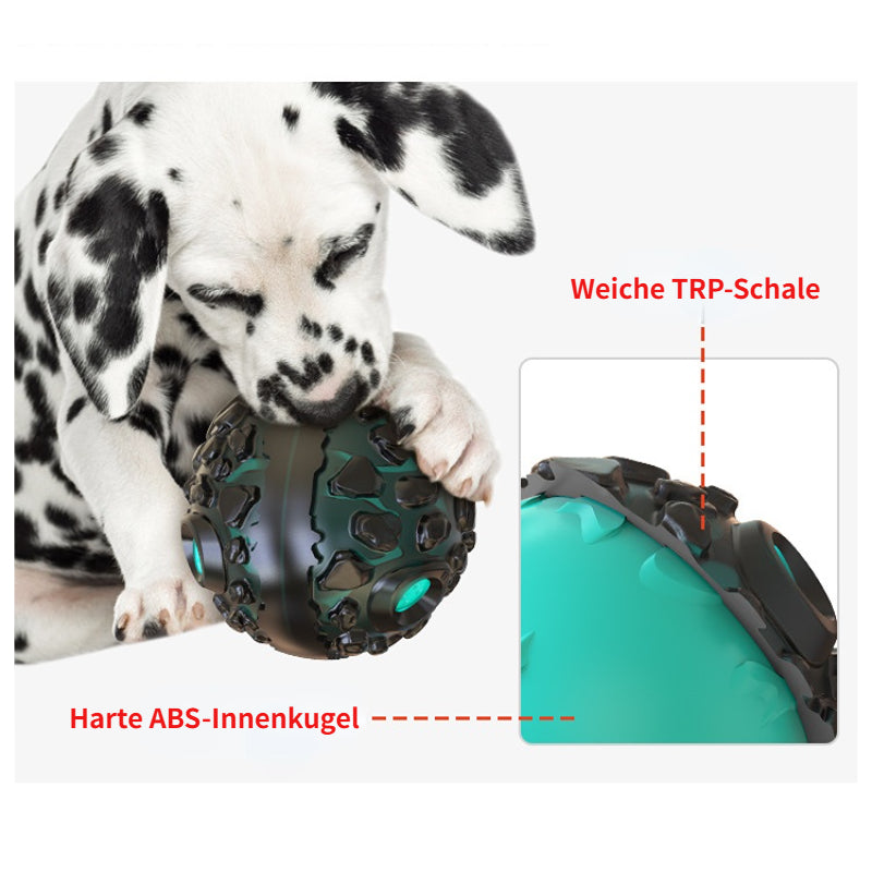 Unkaputtbares Hundespielzeug, Doppellagiges Hundeball mit Quietschfunktion, Blau & Gelb, Kauspielzeug für alle Hunderassen