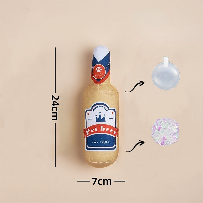 Kuscheltier für den Hund, simulierte Bierflaschenserie mit Lautes Papier & BB-Gebell, Kaufest, zum Spielen geeignet, 6er-Pack