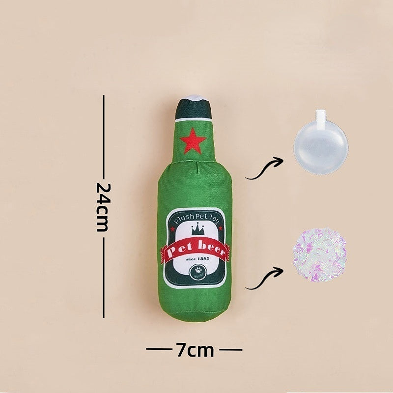 Kuscheltier für den Hund, simulierte Bierflaschenserie mit Lautes Papier & BB-Gebell, Kaufest, zum Spielen geeignet, 6er-Pack