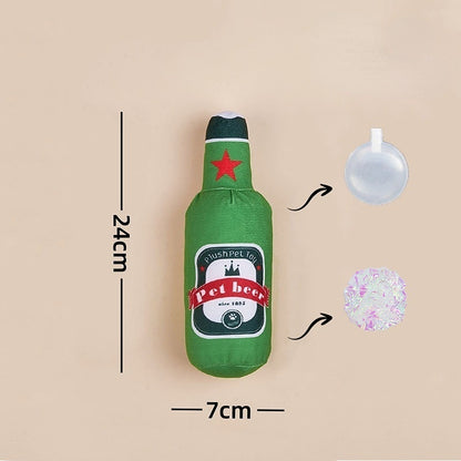 Kuscheltier für den Hund, simulierte Bierflaschenserie mit Lautes Papier & BB-Gebell, Kaufest, zum Spielen geeignet, 6er-Pack