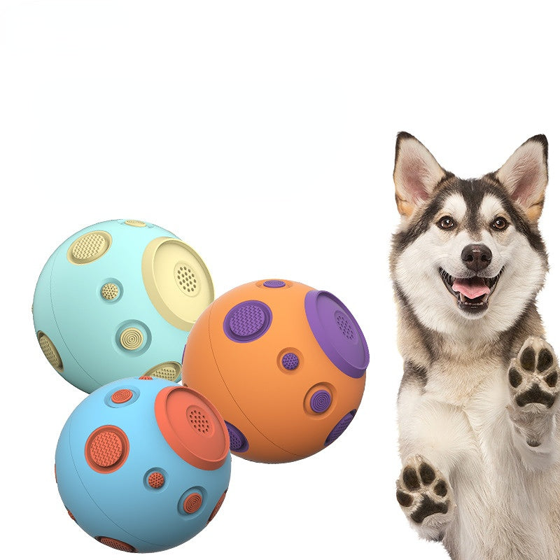 Spielzeug für den Hund, 10 cm Mond Hundeball, Interaktives & Geräuscherzeugendes Spielzeug in Grün, Blau und Orange