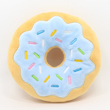 Kuscheltiere für Hunde, Süßes Donut-Design, Zahnreinigung Spielzeug für Hunde, Weiche Plüschspielzeuge für Kleine, Mittlere und Große Hunde, 4 Farben – Pink, Blau, Grün, Schwarz, Durchmesser 15 cm