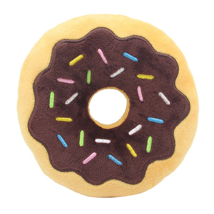 Kuscheltiere für Hunde, Süßes Donut-Design, Zahnreinigung Spielzeug für Hunde, Weiche Plüschspielzeuge für Kleine, Mittlere und Große Hunde, 4 Farben – Pink, Blau, Grün, Schwarz, Durchmesser 15 cm