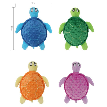 Kuscheltier für den Hund, Kauspielzeug in Schildkrötenform, in Blau, Grün, Orange, Pink, Spielzeug zur Zahnpflege für kleine bis große Hunde (1 Stück)