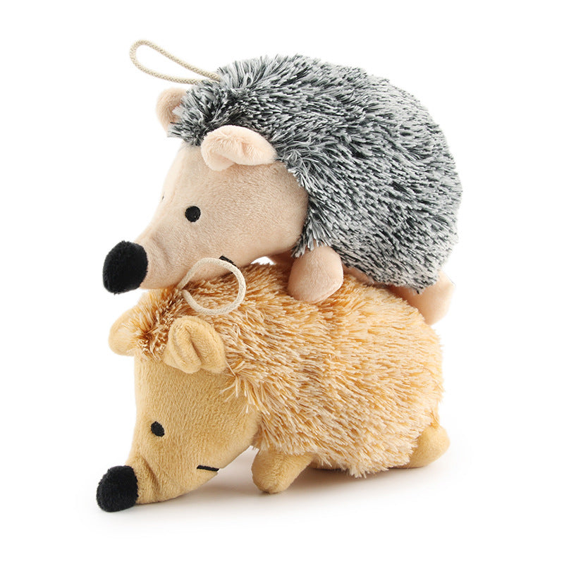 Kuscheltier für Hunde, Squeaky Plüsch Igel Kauspielzeug, Geeignet für Kleine und Mittlere Hunde, Braun und Schwarz (1 Stück)