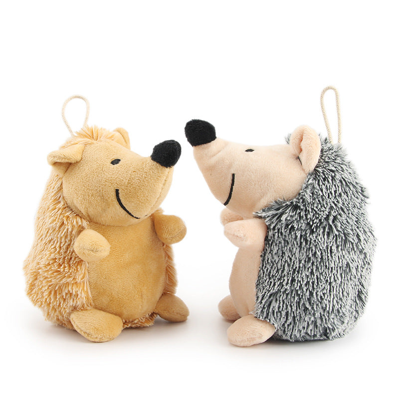 Kuscheltier für Hunde, Squeaky Plüsch Igel Kauspielzeug, Geeignet für Kleine und Mittlere Hunde, Braun und Schwarz (1 Stück)