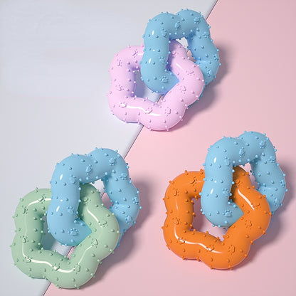 Spielzeug für den Hund, Doppelring Blütenring Kauspielzeug Hund, Zahnreinigung mit Tricolor-Optionen für alle Hunderassen