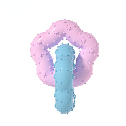 Spielzeug für den Hund, Doppelring Blütenring Kauspielzeug Hund, Zahnreinigung mit Tricolor-Optionen für alle Hunderassen