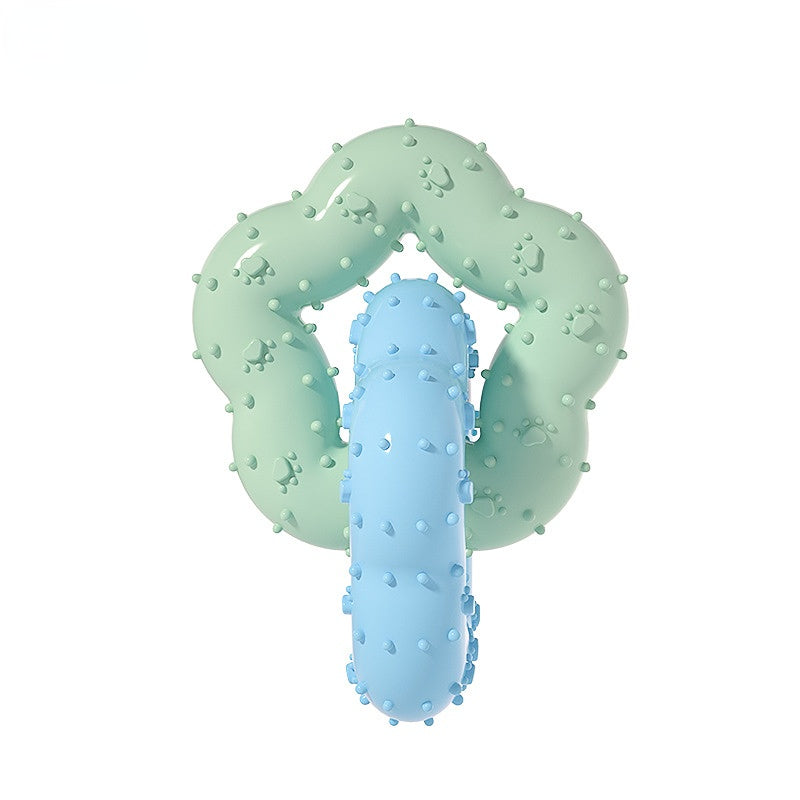 Spielzeug für den Hund, Doppelring Blütenring Kauspielzeug Hund, Zahnreinigung mit Tricolor-Optionen für alle Hunderassen