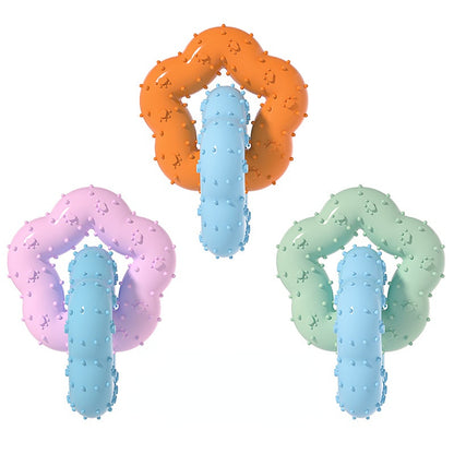 Spielzeug für den Hund, Doppelring Blütenring Kauspielzeug Hund, Zahnreinigung mit Tricolor-Optionen für alle Hunderassen