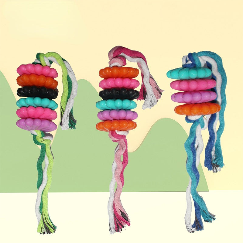 Hundespielzeug, TRP Blumentyp Kauspielzeug mit Baumwollseil, Langlebig und Backenzahn in Blau, Pink, Grün, 33 cm lang