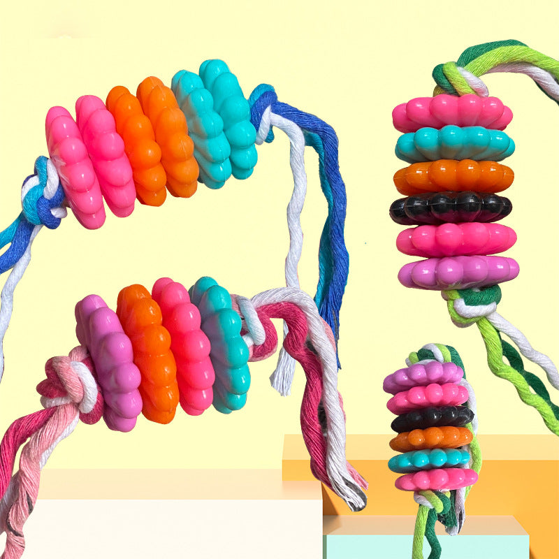 Hundespielzeug, TRP Blumentyp Kauspielzeug mit Baumwollseil, Langlebig und Backenzahn in Blau, Pink, Grün, 33 cm lang