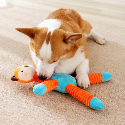 Kuscheltier für Hunde, PlüschPuppe im Fuchsdesign, Hundespielzeug mit Quietscher, Zerrspielzeug Hund für kleine & mittlere Hunde