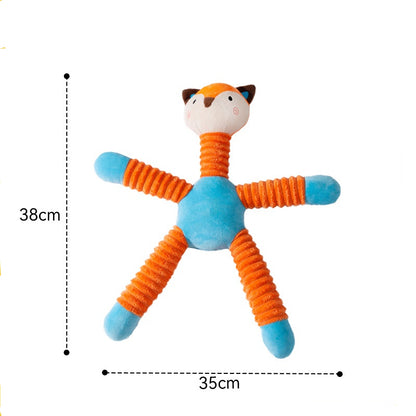 Kuscheltier für Hunde, PlüschPuppe im Fuchsdesign, Hundespielzeug mit Quietscher, Zerrspielzeug Hund für kleine & mittlere Hunde