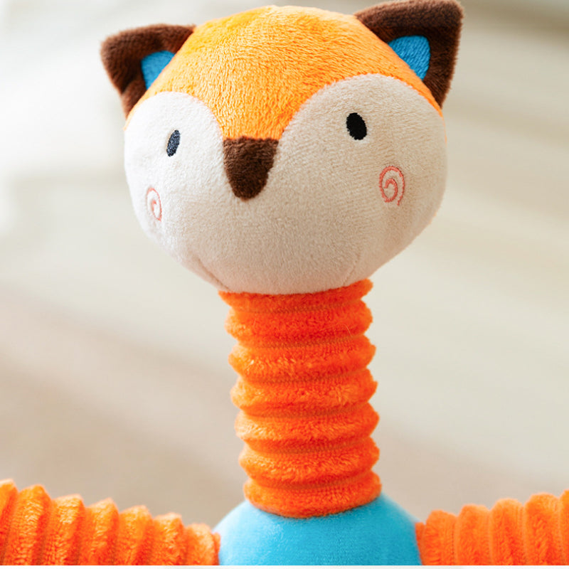 Kuscheltier für Hunde, PlüschPuppe im Fuchsdesign, Hundespielzeug mit Quietscher, Zerrspielzeug Hund für kleine & mittlere Hunde