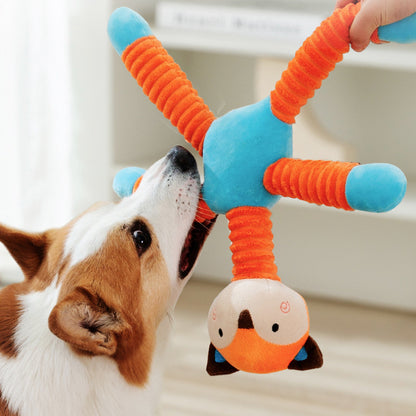 Kuscheltier für Hunde, PlüschPuppe im Fuchsdesign, Hundespielzeug mit Quietscher, Zerrspielzeug Hund für kleine & mittlere Hunde