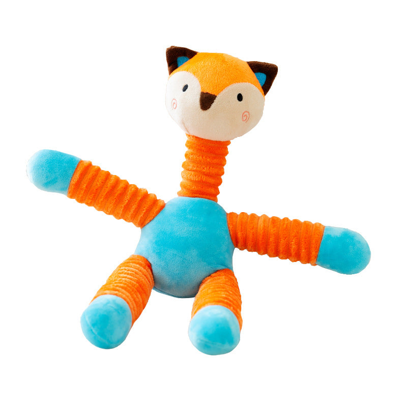 Kuscheltier für Hunde, PlüschPuppe im Fuchsdesign, Hundespielzeug mit Quietscher, Zerrspielzeug Hund für kleine & mittlere Hunde