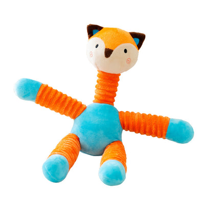 Kuscheltier für Hunde, PlüschPuppe im Fuchsdesign, Hundespielzeug mit Quietscher, Zerrspielzeug Hund für kleine & mittlere Hunde