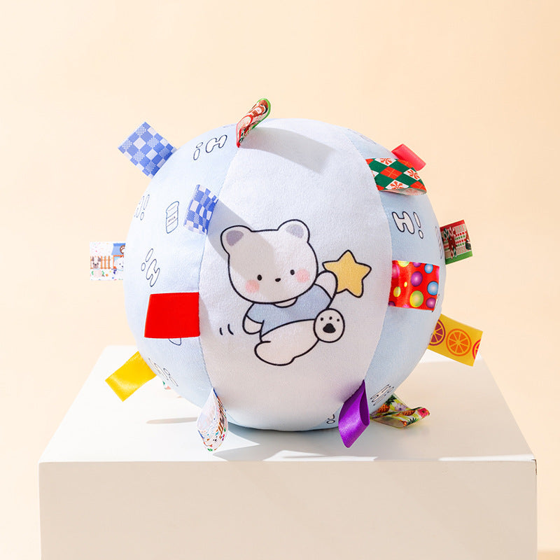 Kuscheltier für Hunde, blauem Kleiner Bär Muster Hundeball Mit Glocke, Kauspielzeug für Hunde, Drei Größen für aktive Hunde (1 Stück)