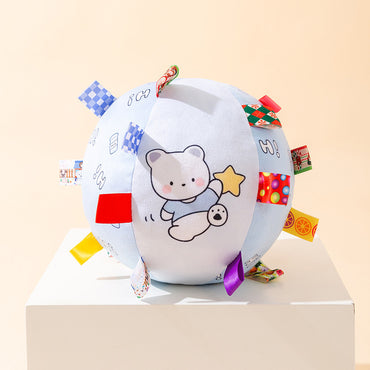 Kuscheltier für Hunde, blauem Kleiner Bär Muster Hundeball Mit Glocke, Kauspielzeug für Hunde, Drei Größen für aktive Hunde (1 Stück)