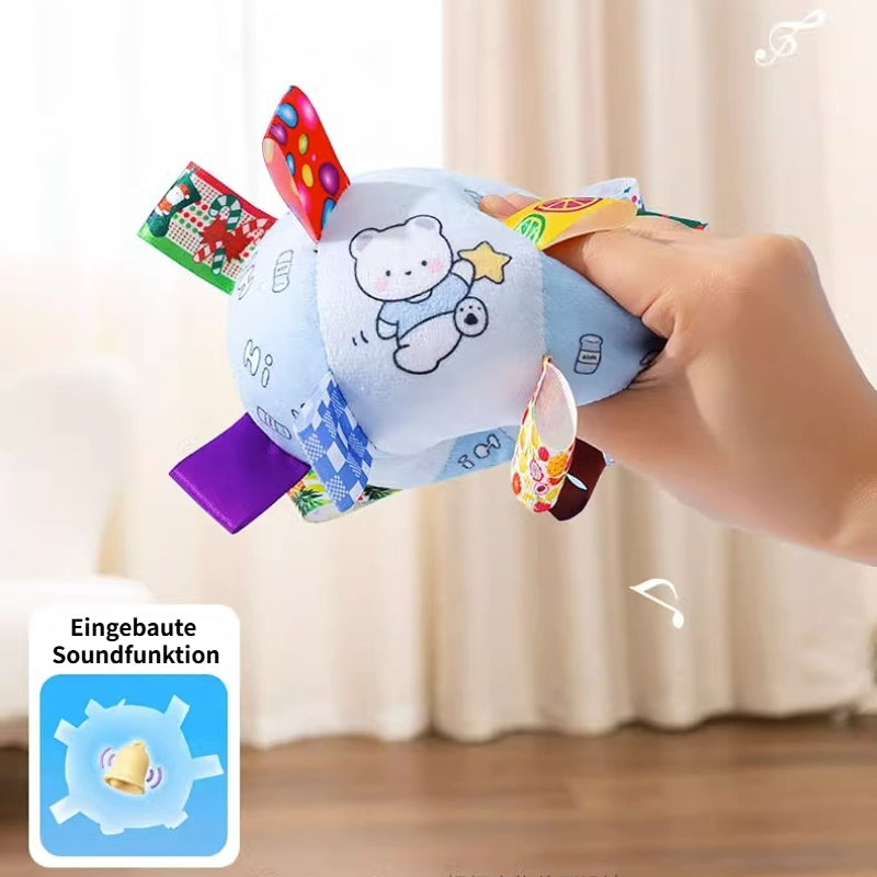 Kuscheltier für Hunde, blauem Kleiner Bär Muster Hundeball Mit Glocke, Kauspielzeug für Hunde, Drei Größen für aktive Hunde (1 Stück)