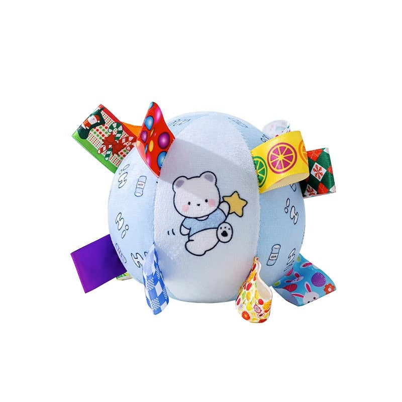 Kuscheltier für Hunde, blauem Kleiner Bär Muster Hundeball Mit Glocke, Kauspielzeug für Hunde, Drei Größen für aktive Hunde (1 Stück)