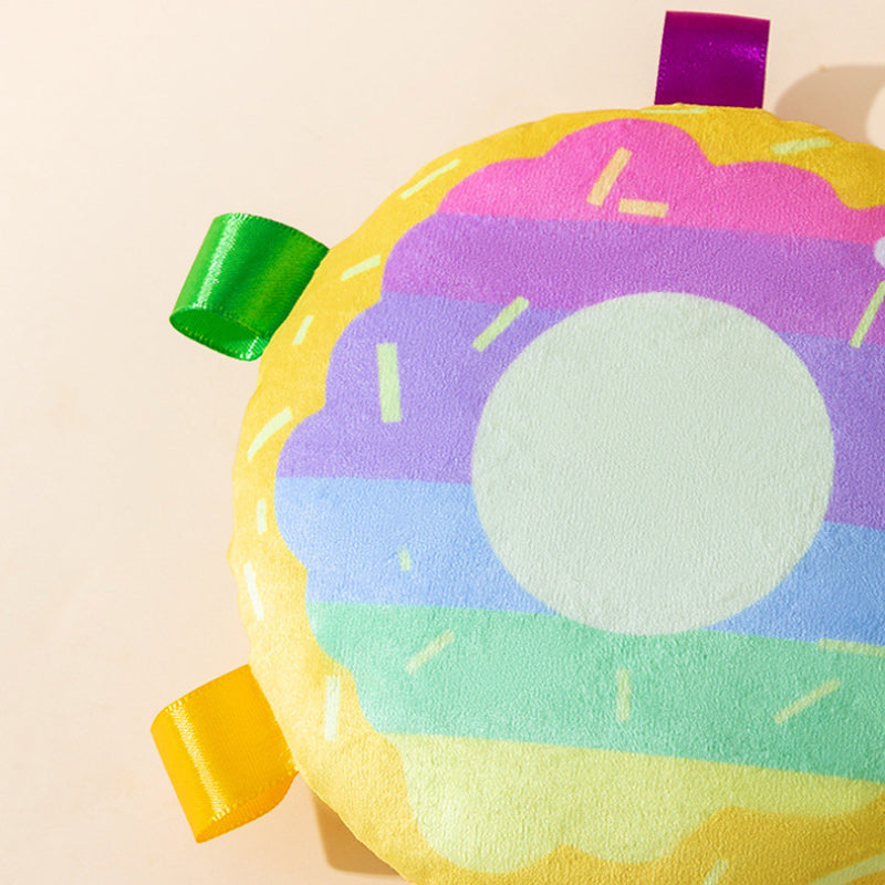Kuscheltier für den Hund, Hundefrisbee, Bunte Donuts Mit Glocke, Interaktives und Buntes Hundespielzeug, Viel Spaß (1 Stück)