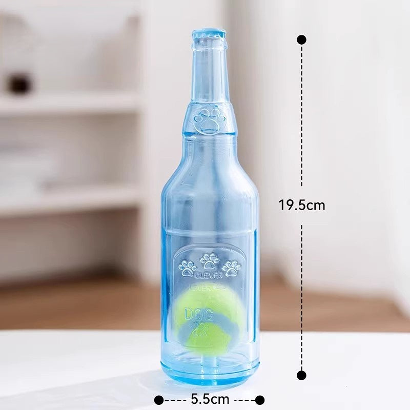 Spielzeug für den Hund, TRP Gummiblaue Flasche Eingebaute Tennis, sicher für Zähne, Wasserspielzeug Hund, groß & klein (1 Stück)