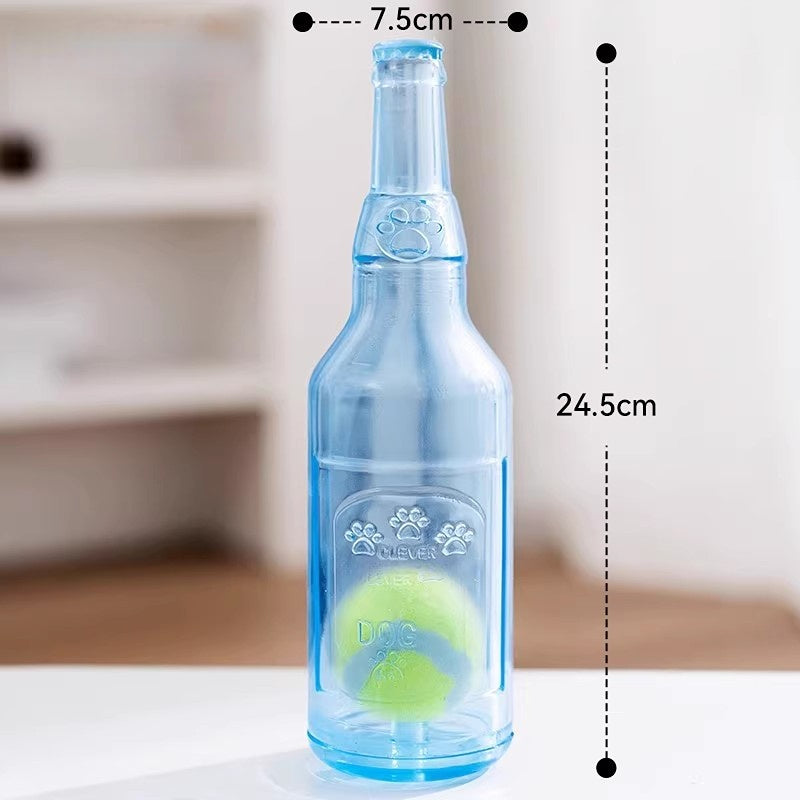 Spielzeug für den Hund, TRP Gummiblaue Flasche Eingebaute Tennis, sicher für Zähne, Wasserspielzeug Hund, groß & klein (1 Stück)