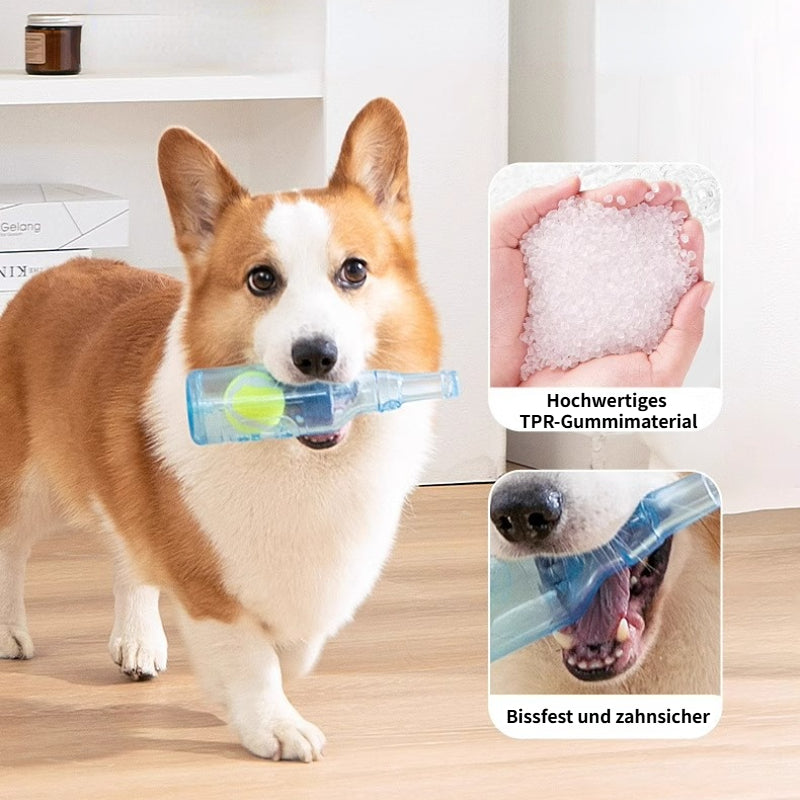 Spielzeug für den Hund, TRP Gummiblaue Flasche Eingebaute Tennis, sicher für Zähne, Wasserspielzeug Hund, groß & klein (1 Stück)