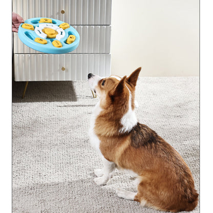 Hunde Intelligenzspielzeug, Runde Slowfood-Schüssel, Trainingsfütterer, Hundespielzeug mit Geräuschen, blau & hellblau