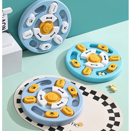 Hunde Intelligenzspielzeug, Runde Slowfood-Schüssel, Trainingsfütterer, Hundespielzeug mit Geräuschen, blau & hellblau