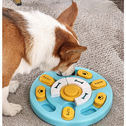 Hunde Intelligenzspielzeug, Runde Slowfood-Schüssel, Trainingsfütterer, Hundespielzeug mit Geräuschen, blau & hellblau