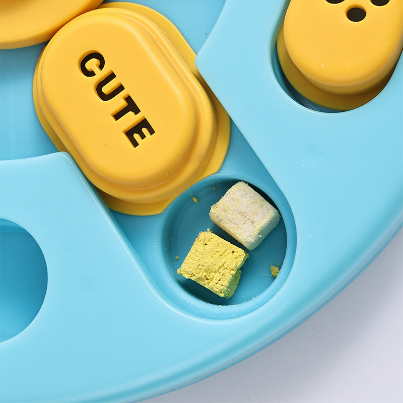 Hunde Intelligenzspielzeug, Runde Slowfood-Schüssel, Trainingsfütterer, Hundespielzeug mit Geräuschen, blau & hellblau