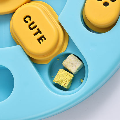 Hunde Intelligenzspielzeug, Runde Slowfood-Schüssel, Trainingsfütterer, Hundespielzeug mit Geräuschen, blau & hellblau