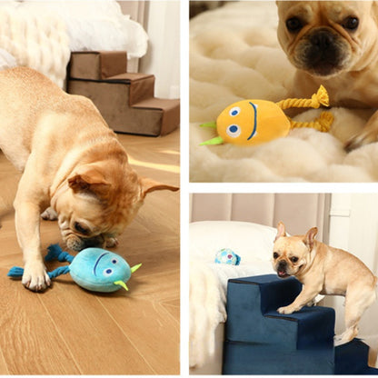 Kuscheltier für den Hund, Plüsch Hundeball in Monsterform, Interaktives Hundespielzeug Quietschen, Waschbar, Gelb & Blau