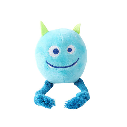 Kuscheltier für den Hund, Plüsch Hundeball in Monsterform, Interaktives Hundespielzeug Quietschen, Waschbar, Gelb & Blau