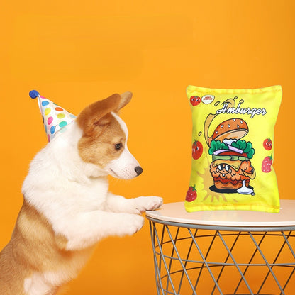 Kuscheltier für Hunde, Plüsch Kartoffelchips Snack-Bag, BB-Geräusch, Langlebig, Stressabbau Spielzeug für Hunde, Drei Farben